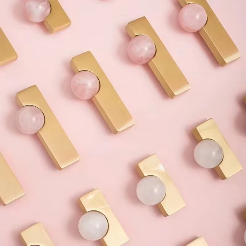 Furniture Hardware Drop Pulls - Bola de cristal blanca + tiradores